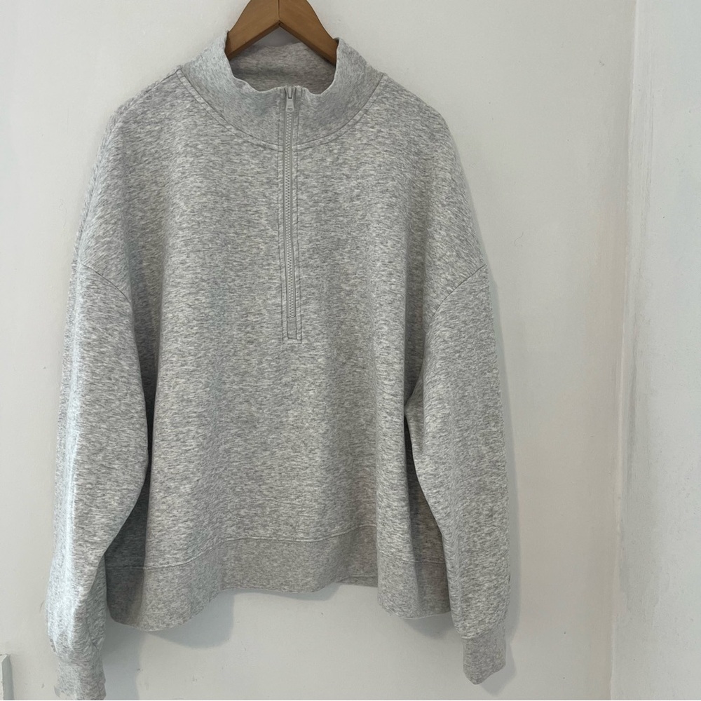 Fabletics Heather Gray Half-Zip Turtleneck Pullover